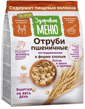 Отруби пшеничные (хлопья) Здоровое меню, Dr. Naturi, 200 гр