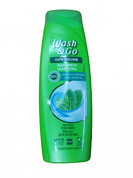 Шампунь для мужчин с ментолом Сила и свежесть, Wash&Go, 360 мл
