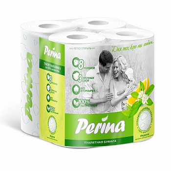 Туалетная бумага с ароматом цветков апельсина 3-х сл, Perina, 8 рул.