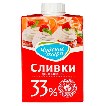 Сливки “Чудское озеро” 33%, 500 мл.