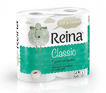 Туалетная бумага 2-х сл. Classic, Reina, 4 рул.