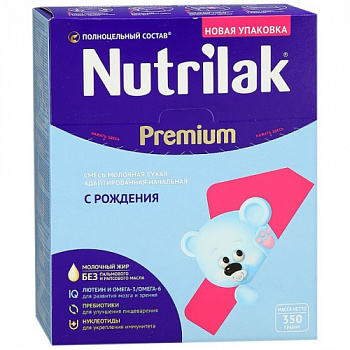 Смесь молочная сухая адаптированная начальная №1 с рождения Nutrilak Premium, 350 гр