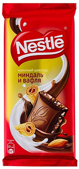 Шоколад нежный молочный  Миндаль и вафля, Nestle, 82 гр