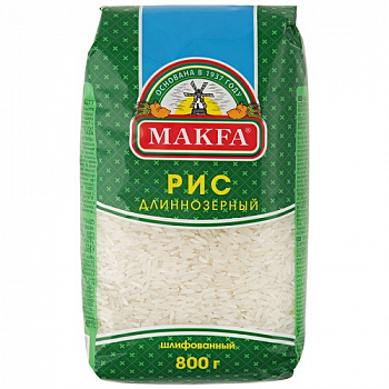 Рис длиннозерный, Makfa, 800 гр