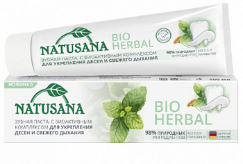 Зубная паста для укрепления десен и свежего дыхания Bio Herbal, Natusana,100 мл