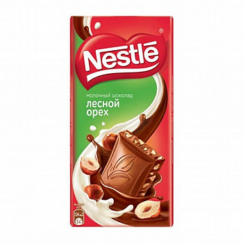 Шоколад нежный молочный Лесной орех, Nestle, 82 гр
