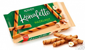 Вафельные трубочки с ореховой начинкой Konafetto, Roshen, 156 гр
