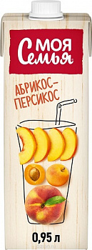 Напиток сокосодержащий Яблоко-персик-абрикос, Моя семья, 0,95 л.