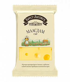 Сыр полутвердый "Маасдам" 45%, Брест-Литовск, 200 гр