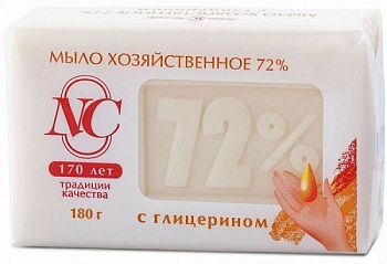Мыло 72% хозяйственное с глицерином, Невская косметика, 180 гр