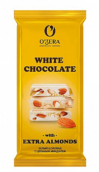 Белый шоколад с цельным миндалем «O`Zera» with Extra Almonds, Яшкино, 90 гр