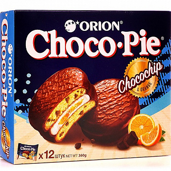 Печенье с зефирной прослойкой в шоколадной глазури Orange, Choco Pie, 12 х 30 гр.