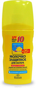 Молочко защитное для загара Водостойкое SPF10, Floresan, 170 мл.