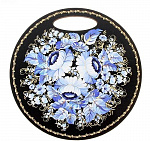 Доска разделочная деревянная "Синие цветы на черном фоне", 25х25х1 см (арт. 1038595)
