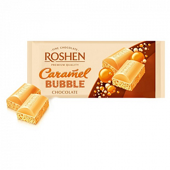 Шоколад пористый белый карамельный Caramel Bubble, Roshen, 80 гр