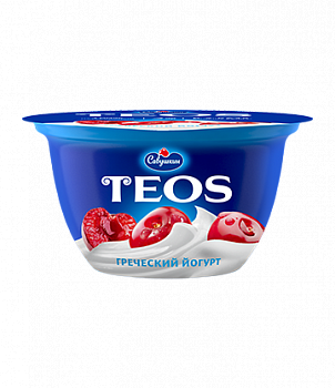 Йогурт греческий Teos Вишня 2%, Савушкин, 140 гр