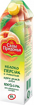Сок Яблоко-персик с мякотью, Сады Придонья, 1 л
