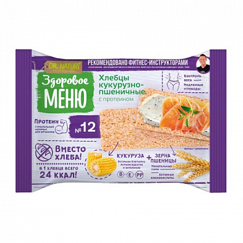 Хлебцы кукурузно-пшеничные с протеином №12 Здоровое меню, Dr. Naturi, 90 гр