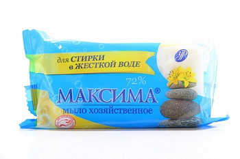 Мыло хозяйственное для стирки в жесткой воде 72%, Максима, 140 гр.