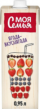 Напиток сокосодержащий Фруктово-ягодный микс, Моя семья, 0,95 л.