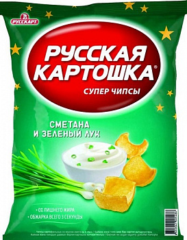 Чипсы Сметана и зеленый лук, Русская картошка, 150 гр.