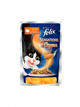 Корм для кошек с индейкой в соусе со вкусом бекона, Felix Sensations, 85 гр.