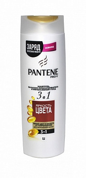 Шампунь-бальзам Яркость цвета для окрашенных волос 3в1, Pantene Pro-V, 360 мл