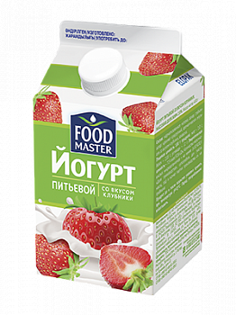 Йогурт питьевой со вкусом клубники 2% (тетрапак), FoodMaster, 450 гр