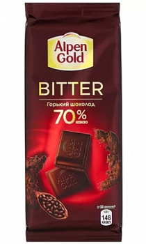 Шоколад горький Bitter 70%, Alpen Gold, 80 гр