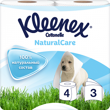 Туалетная бумага белая 3-х сл. Natural Care, Kleenex, 4 рул.