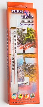 Термометр оконный стеклянный (на липучке)