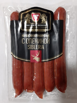 Колбаски полукопченые с олениной Sibeeria, Омский Бекон, 260 гр