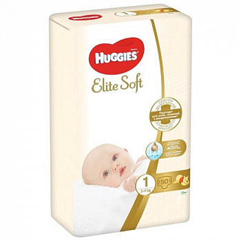 Подгузники для новорожденных №1 3-5 кг, Huggies Elite Soft, 50 шт