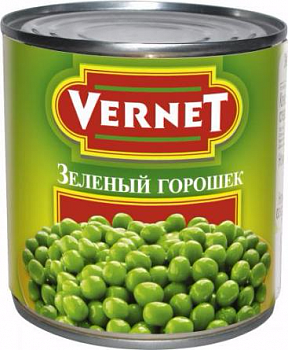Горошек зеленый консервированный, Vernet, 425 мл