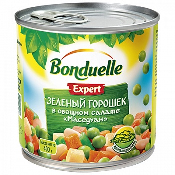Горошек зеленый в овощном салате "Маседуан", Bonduelle, 425 мл