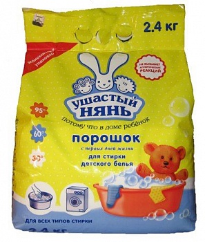 Порошок стиральный для детского белья, Ушастый нянь, 2,4 кг