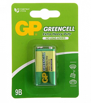 Батарейка солевая Крона Greencell, GP,  1 шт