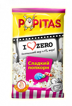 Поп-Корн сладкий (для приготовления в микроволновой печи), Popitas Zero, 75 гр