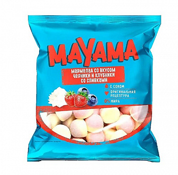 Мармелад жевательный Маяма, со вкусами клубники со сливками и черники со сливками, Яшкино, 70 гр