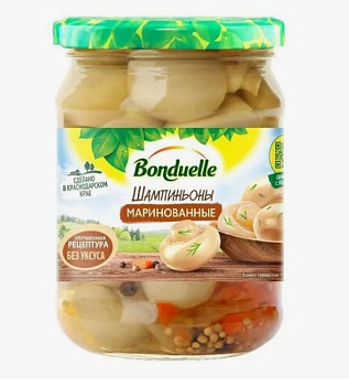 Шампиньоны маринованные (стекло), Bonduelle, 500 мл.
