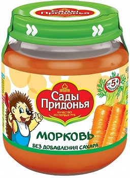 Пюре Морковь с 5 месяцев (стекло), Сады Придонья, 120 гр.