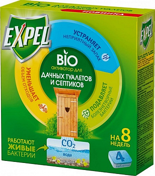 Bio активатор для дачных туалетов и септиков, Expel, 4 таблетки