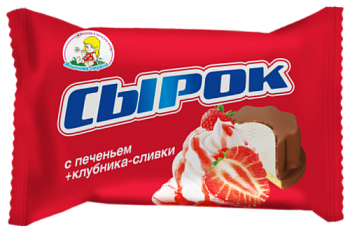 Сырок творожный с печеньем + клубника со сливками, Молочная страна, 45 гр