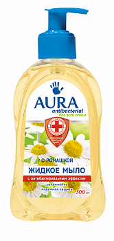 Мыло жидкое антибактериальное с Ромашкой, Aura, 300 мл