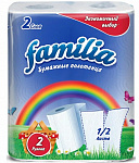 Полотенца бумажные 2-х сл. белые, Familia, 2 рулона