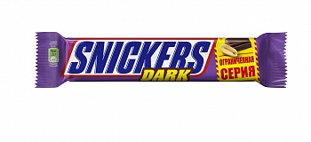 Шоколадный батончик с жаренным арахисом, карамелью и нугой Dark, Snickers, 81 гр. 