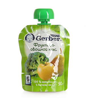 Пюре Фруктово-овощной микс для детей с 6 месяцев, Gerber, 90 гр.