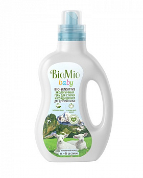 Экологичный гель для стирки и кондиционер для детского белья Bio-Sensitive, BioMio Baby, 1000 мл