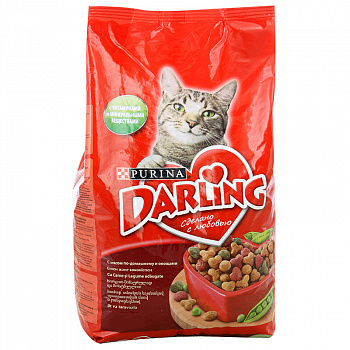 Корм сухой для кошек с мясом по-домашнему и овощами, Darling, 2 кг