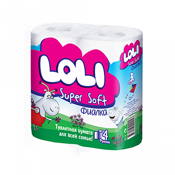 Туалетная бумага Super Soft Фиалка 3 сл., Loli, 8 рулонов